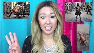 Fearless Girl, Charging Bull, and Pissing Pug Statues in Wall Street!
