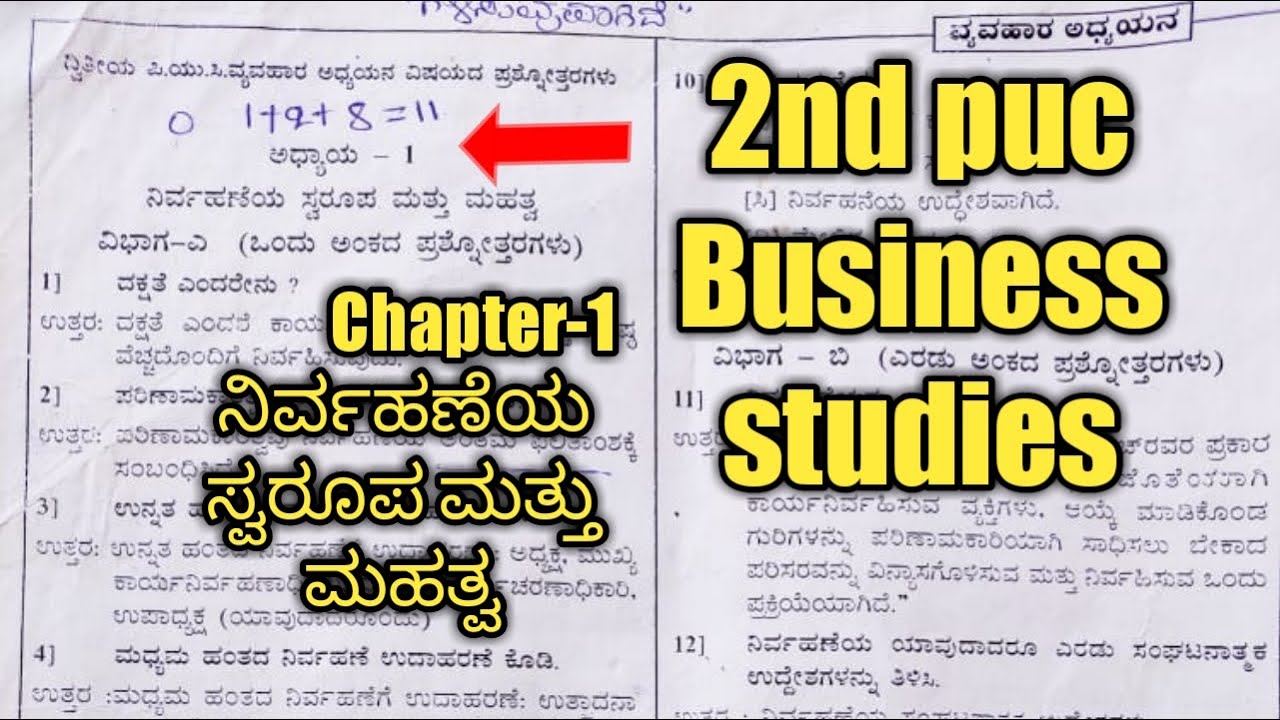 2nd puc Business Studies 🔥 Chapter-1 ನಿರ್ವಹಣೆಯ ಸ್ವರೂಪ ಮತ್ತು ಮಹತ್ವ 🔥 | Fixed Questions Answer 🔥