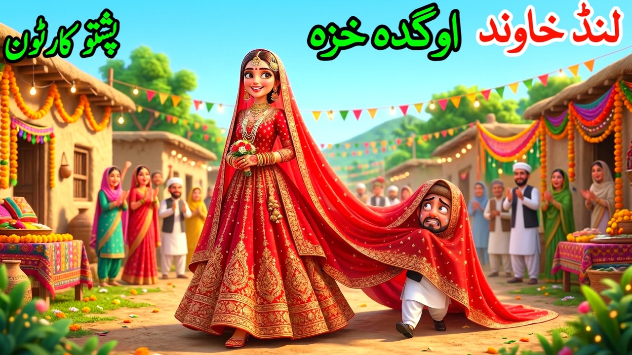 لنڈ خاوند او اوگدہ خزہ | Pashto cartoon story | Short Husband and Tall Wife