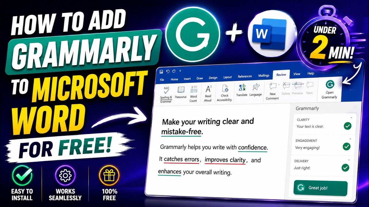 How To Add Grammarly To Microsoft Word for Free under 2min! - YouTube