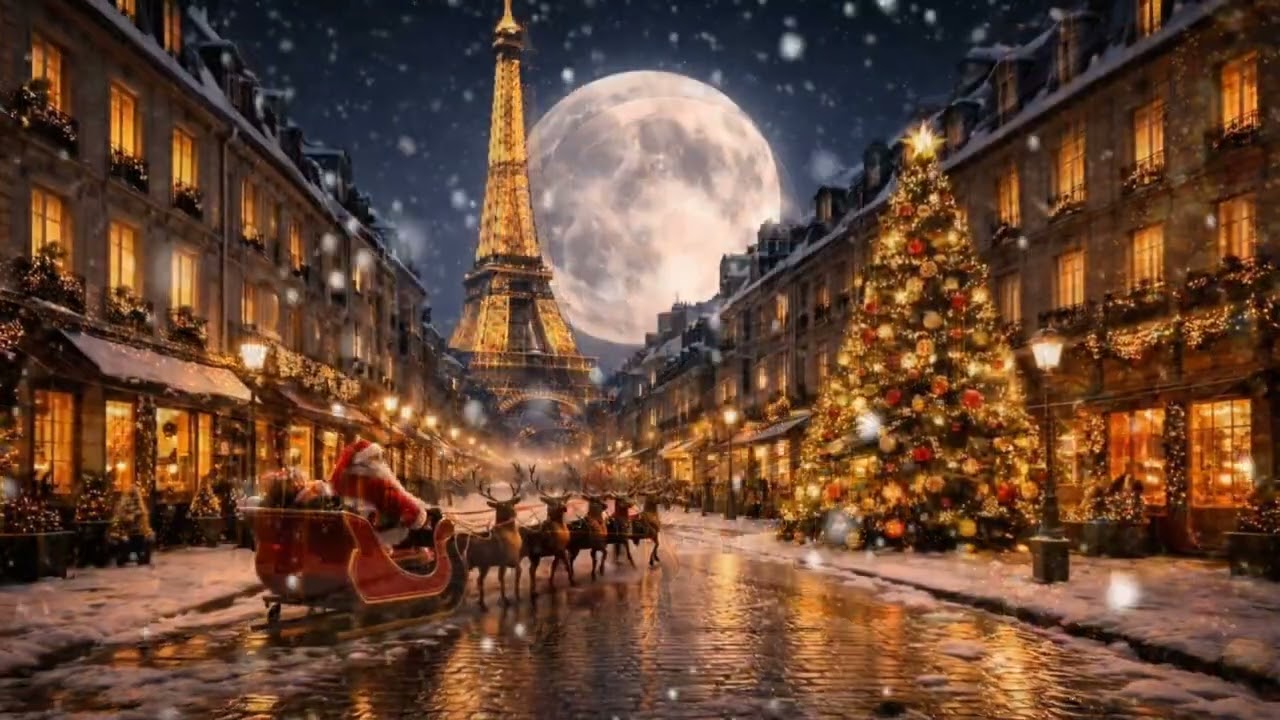 A Magical Christmas Night in Paris 🎄 | 1950s Jazz Music | Cozy Winter Ambience (3.5 Hours)