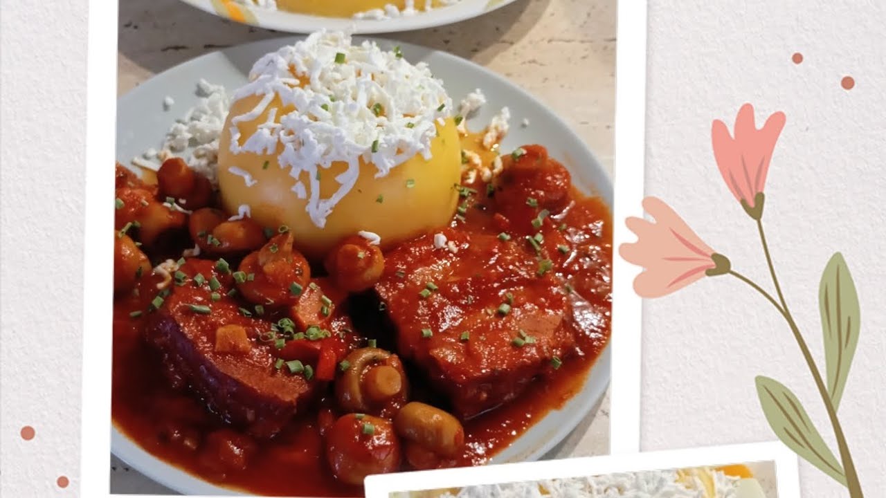 12.01.2026.👍Smoked pork tenderloin in broth sauce with whole mushrooms and polenta with salty cheese