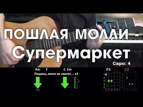видео: ПОШЛАЯ МОЛЛИ - Супермаркет \ Разбор песни на гитаре \ Без баррэ