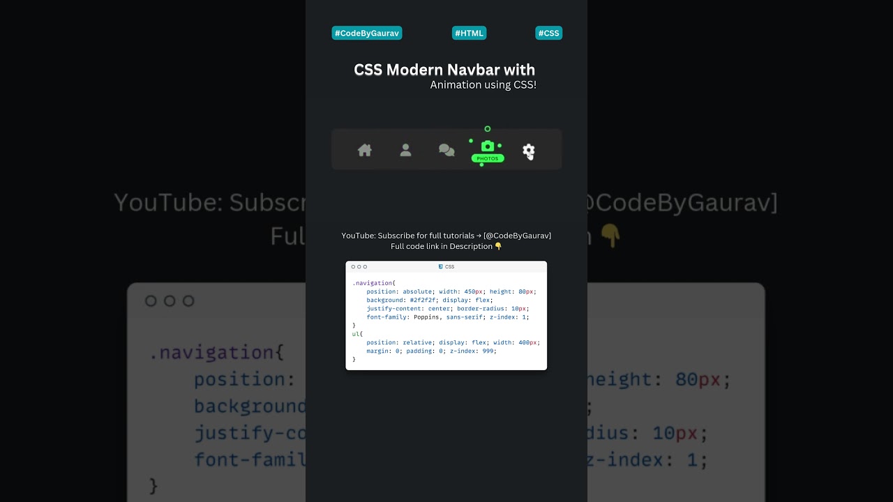 How to Build an Animated Navbar in CSS! #webdevelopment #navbar #webcoding #shorts