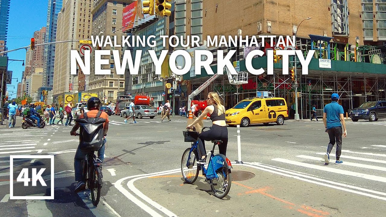 [4K] NEW YORK CITY - 8th Avenue, 42nd Street a Major Crosstown Street, Midtown Manhattan, Travel