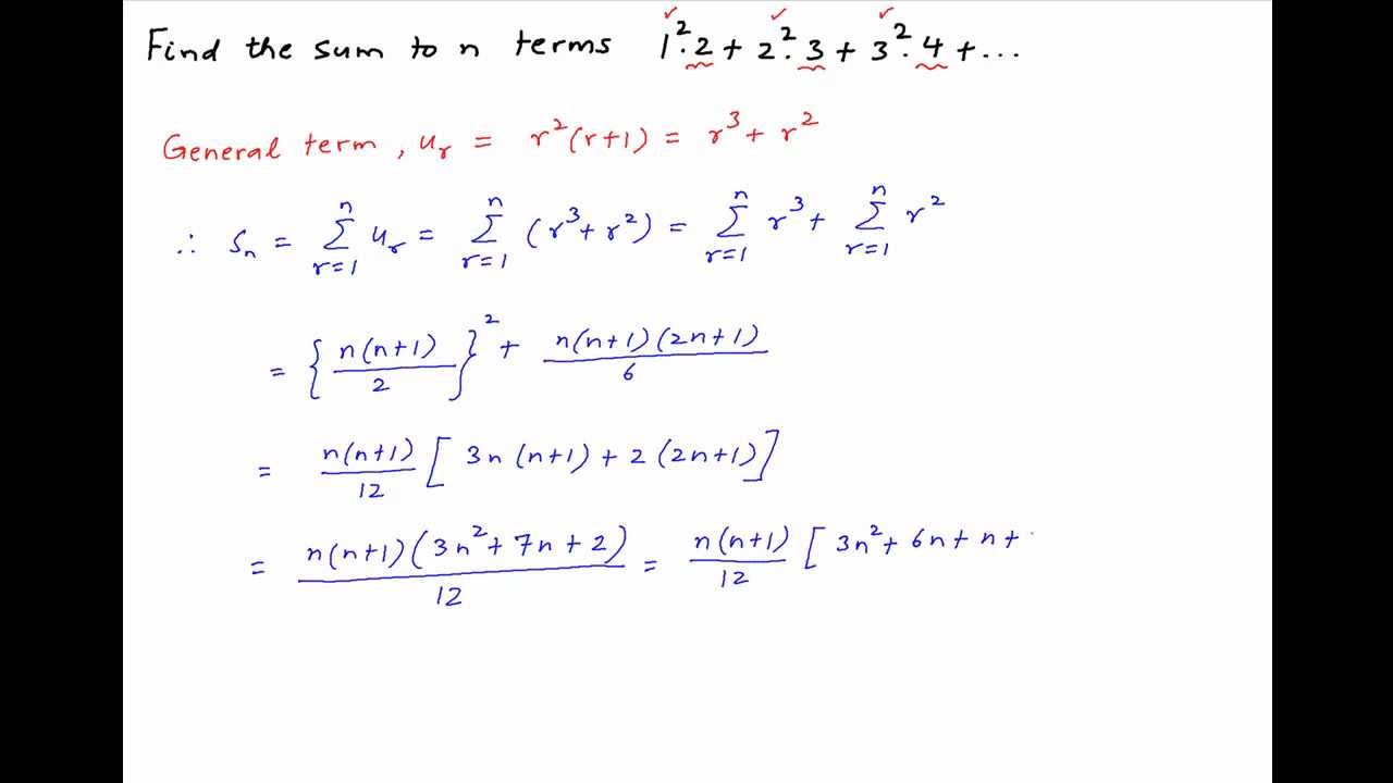 Find the sum to n terms: (1^2).2 + (2^2).3 + (3^2).4 + - YouTube