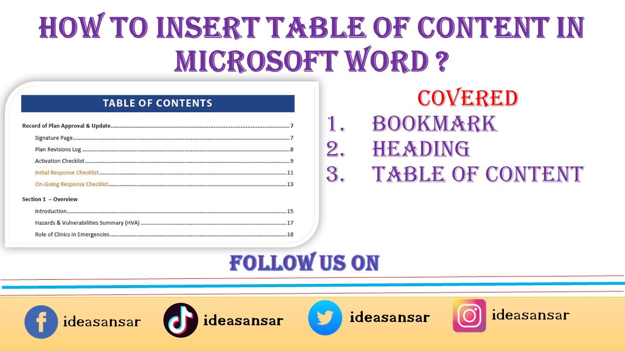 table of content in word, easy way to create table of content, heading