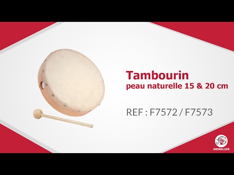 Tambourin en peau naturelle - diam 15 cm vidéo