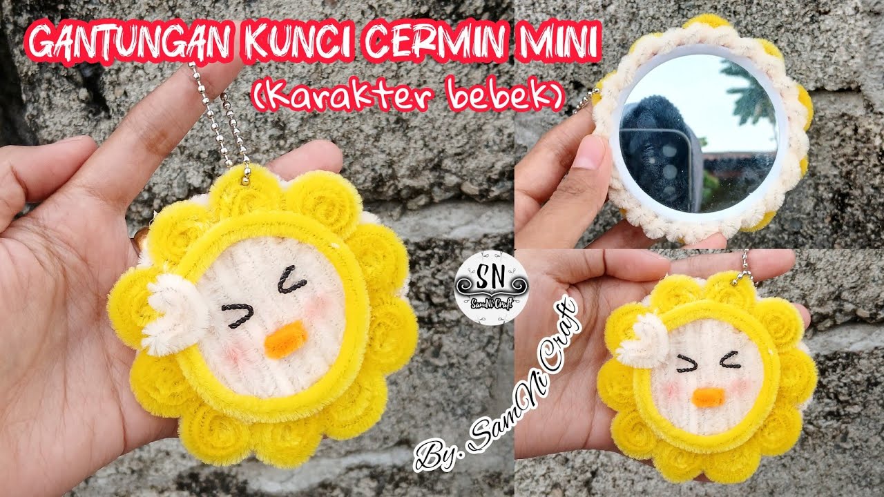 Pipe Cleaner Keychain | Gantungan Kunci dari Kawat Bulu | Cermin Hias Kawat bulu