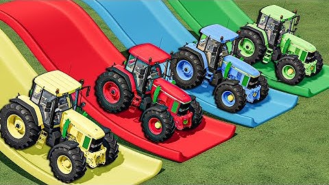 TRACTORS OF COLORS ! CRAZY LOADING & SELLING STRAW with JOHN DEERE TRACTORS ! Farming Simulator 22