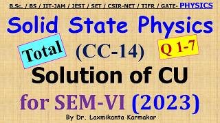 2023-CU-SEM-VI=CC 14_Solid State Physics_Part T(Q1-7) Previous Year BSc Physics (H) by LK Sir