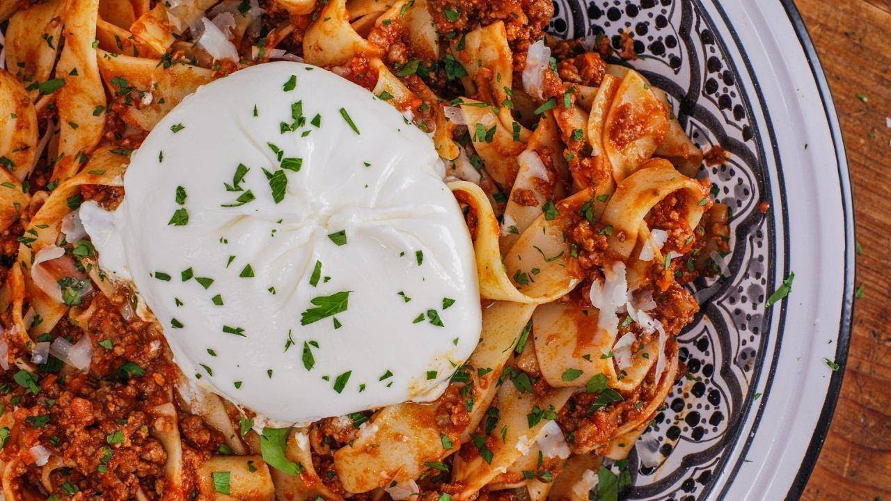 comfort food kitty thomas Rachael's Creamy Three-Meat Ragu with Burrata & Pappardelle
