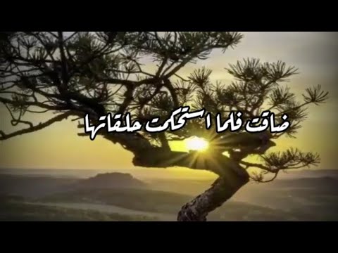 ضاقت فلكما استحكمت حلقاتها فرجت وكنت اظنها لاتفرج