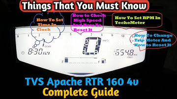 TVS Apache RTR 160 4v Complete Guide(Clock Setup,RPM Setup,Trip Meter,High Speed)How To Adjust Them