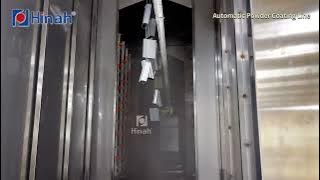 Automatic powder coating line with spraying pre-treatment