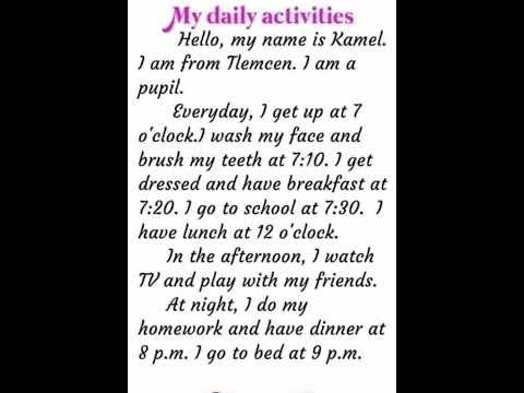    روتيني اليومي بالإنجليزية للسنة الأولى متوسط