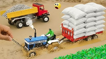 diy mini tractor trolley loading new technology | diy tractor stuck in mud  | @Sulficreator0786