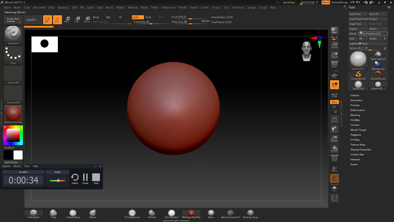 how to reset tool to center zbrush