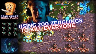 StarCraft Troll Plays  |  Using 200 Zerglings to Kill Players  Subscriber Request | How To Gameplay