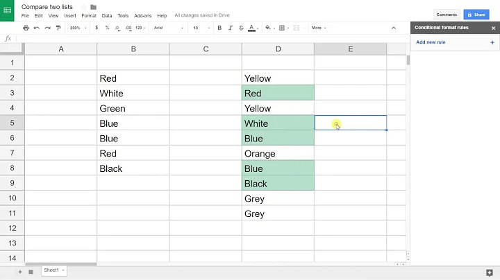 Google Sheets - Compare Two Lists for Matches or Differences