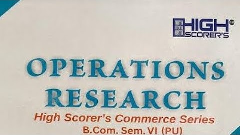 Operation Research Important Questions Bcom 6 Sem #punjabuniversity #operationresearch #exam #mcom
