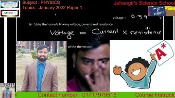 EDEXCEL IGCSE O LEVEL PHYSICS || JANUARY 2022 || PAPER 1 || Question 7 Solution || Jahangir Alam sir