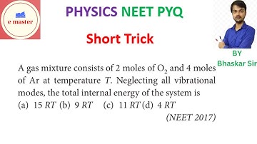 A gas mixture consists of 2 moles of O2 and 4 moles of Ar at temperature T. Neglecting all vibration