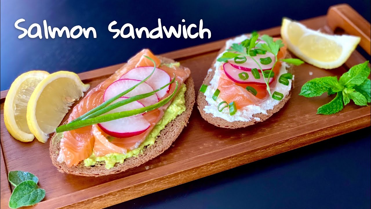 Salmon sandwich - salmon with avocado and cream cheese - YouTube
