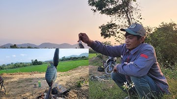Một ngày cắm cần câu cá nướng ăn uống bia trên cánh đồng ở bờ sông|Cá Lóc, Cá Bống| Câu cá giải trí