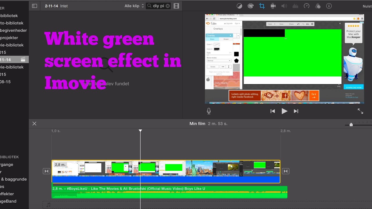 can you do a green screen on imovie