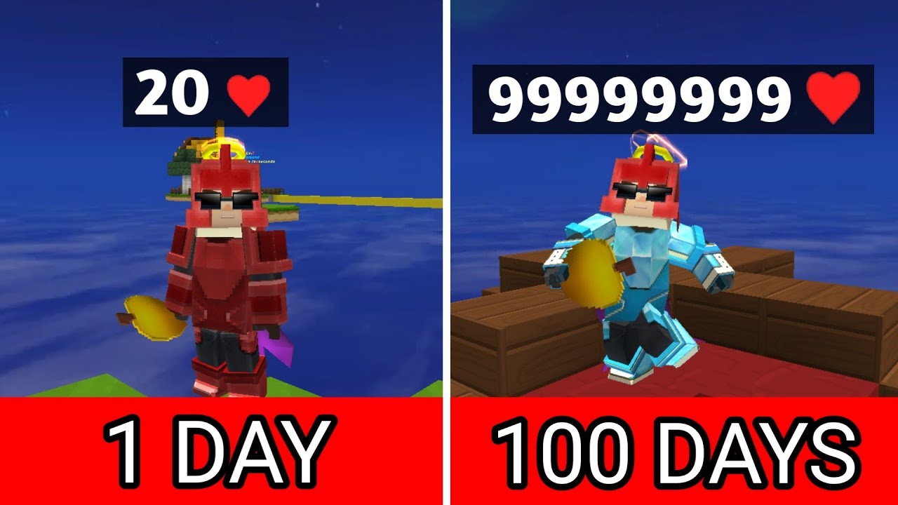 Surviving 100 Days with Infinite Golden Apple in BedWars! (Blockman Go