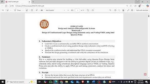 Full Adder Design and Analysis in Quartus Prime