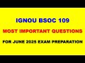 IGNOU BSOC 109- Most Important Questions for June 2025 Exam