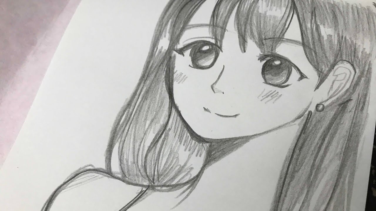  Drawing  Manga  Girl with Pencil  no time lapse drawing  