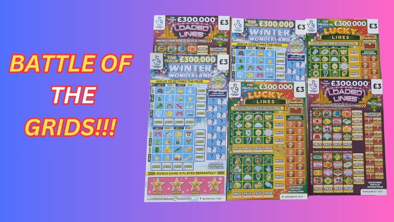 Battle of the Grids!!! Thursday Session. Scratch Cards from UK National Lottery.