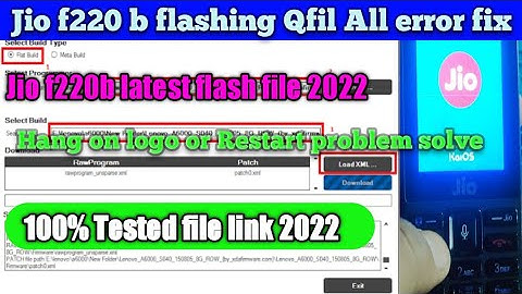 Lyf Jio F220B Flash Qfil tool|Jio f220b tested flash file|Jio F220B Hang on Logo Restart Problem Fix