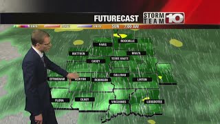 Saturday Night: Mostly cloudy with rain showers developing. Low: 40°