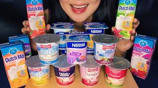 Download lagu [MUKBANG] Nestlé Yogurt vs. Pascual Yogurt   Dutch Mill (ASMR-Mukbang) NO TALKING!