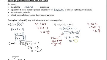Math 11 - Sec 5.3 Radical Equations Part 1
