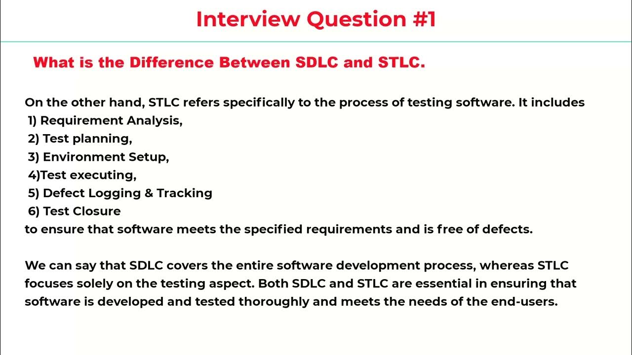 Difference between SDLC and STLC Manual testing Interview questions