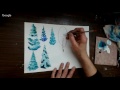 ДПТ. Урок 7. Две картины с зимним пейзажем на бумаге А -4 для рождественского подарка.
