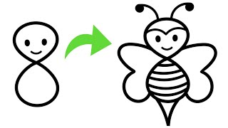 How To Draw Honey Bee From 8 | Easy Step By Step Honey bee's Drawing | Draw From Number 8| Easy Draw