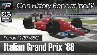 Nostalgia trip with the f1 1988 mod. i was a big fan in 80's and
remember this race well. can gerhard berger's virtual racing alter ego
repeat ferrari...