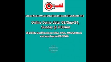 #o3technologies #Oracle Fusion Cloud Financials Functional Free Demo#