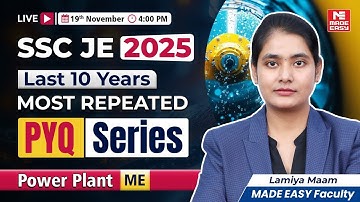 SSC JE 2025 | Power Plant MOST REPEATED PYQs (Last 10 Years) | Must Do ME Questions