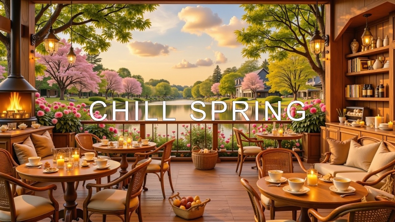 Весенний Джаз Кофе ~ Уютная Атмосфера Кафе у Озера | Расслабляющая Утренняя Атмосфера