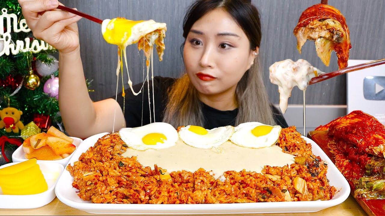 MUKBANG) 크림 듬뿍! 실비김치 크림김치볶음밥 먹방🔥 Spicy&creamy kimchi fried rice Real sound asmr eating