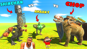 SHINCHAN TEAM vs CHOP TEAM vs AMAAN TEAM in Animal Revolt Battle Simulator Dinosaur Game | AMAN-YT