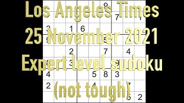 Sudoku solution – Los Angeles Times sudoku 25 November 2021 Expert level