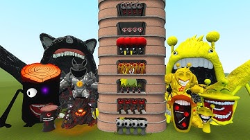 TALLGRASS LITTLE TO BIG ALL BLACK TREE SPRUNKI VS ALL SIMON SPRUNKI FAMILY PHASE 1 - 10 in GMod!